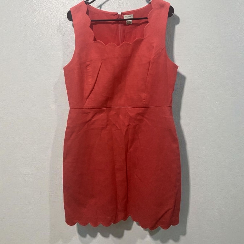 🌿J. CREW Coral Scalloped Mini Dress